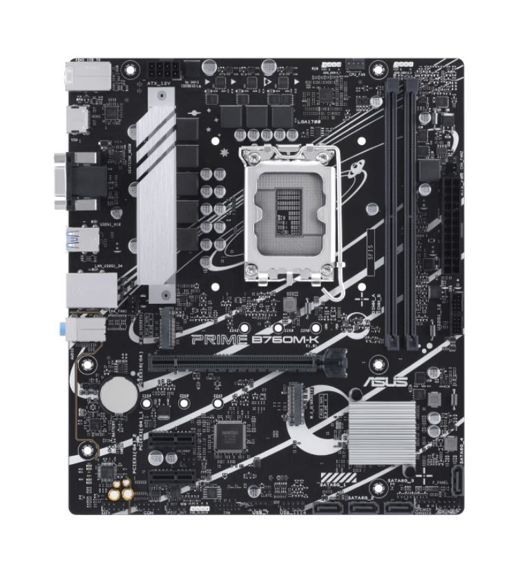 ASUS B760M PRIME B760M-K LGA1700  mATX Motherboard 96GB, 2 x DDR5, 1 x PCIe 4.0 x16 slot, 2 x M.2 slots, 4 x SATA ,2.5Gb Ethernet-0