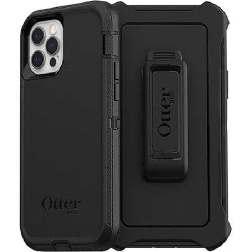 OtterBox Defender Apple iPhone 12 / iPhone 12 Pro Case Black - (77-65401), DROP+ 4X Military Standard,Multi-Layer,Included Holster,Raised Edges,Rugged-0
