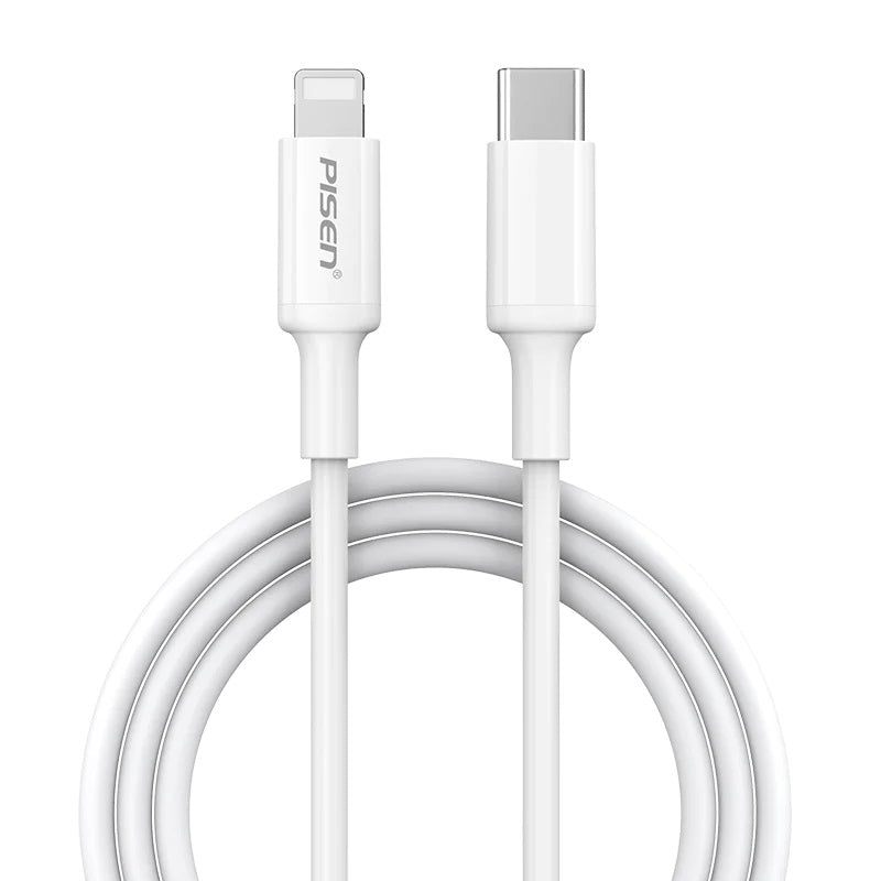 Pisen Lightning to USB-C PD Fast Charge Cable (2.2M) White - Support 3A, Reinforced SR is not Easy to Fractured, Apple iPhone/iPad/MacBook-0
