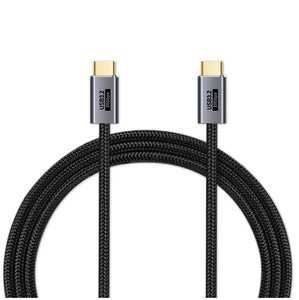 Pisen Braided USB-C to USB-C (3.2 Gen 2) Cable (1M) - Black, 5A/100W, Nylon and Aluminum Outer Shell, 20Gbps Transfer Speed, Supports 4K Display-0