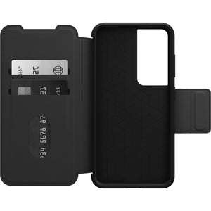 OtterBox Strada Samsung Galaxy S23 5G (6.1") Case Black - (77-91181), DROP+ 3X Military Standard, Leather Folio Cover, Card Holder, Raised Edges-0