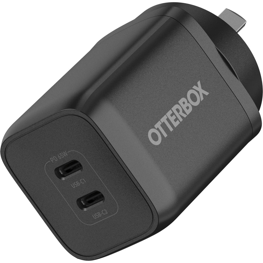OtterBox 65W Dual Port USB-C (Type I) PD Fast GaN Wall Charger - Black (78-81354), 2x USB-C (45W+20W or Single 65W),Compact,Support PPS,Laptop Charger-0