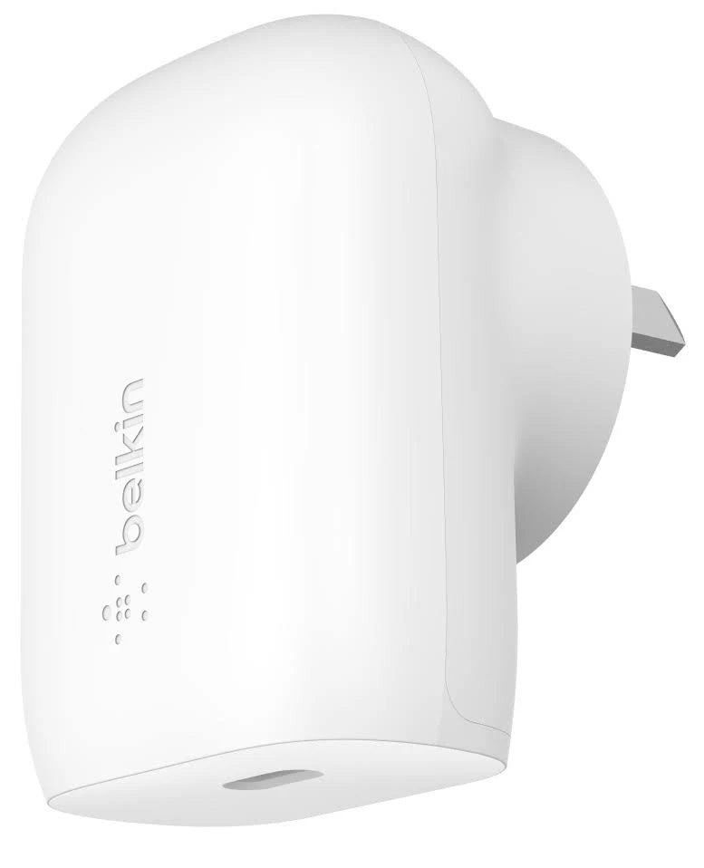 Belkin BoostCharge USB-C PD 3.0 PPS Wall Charger 30W - White(WCA005auWH),Dynamic Power Delivery,Compact, Fast  Travel Ready,Slim and Flat Design,2YR-0