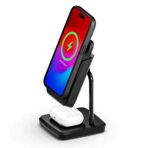 Cygnett MagStation Wireless Charging Dock(20W)  Dual Magnet Power Bank(20W USB-C/10W Wireless)-(CY4631PBCHE),MagSafe  Qi Compatible,1.5M USB-C Cable-0