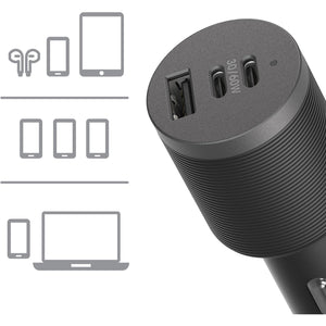 OtterBox USB-C 72W Triple Port Premium Pro Fast Car Charger - Black (78-80899), 1x USB-A (12W), 2x USB-C 30W (60W Shared), Intelligent, Safe Charging-0