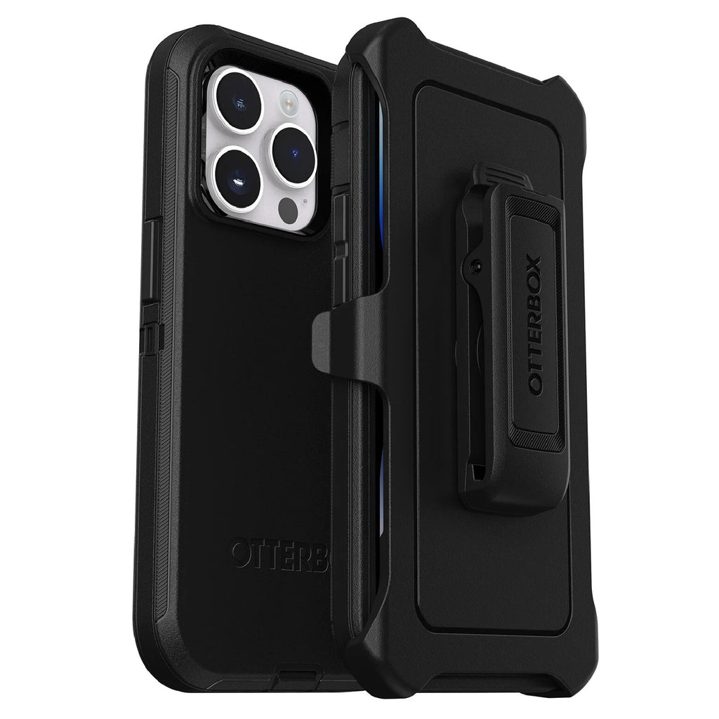 OtterBox Defender Apple iPhone 14 Pro Case Black - (77-88379), DROP+ 4X Military Standard, Multi-Layer, Included Holster, Raised Edges, Rugged-0