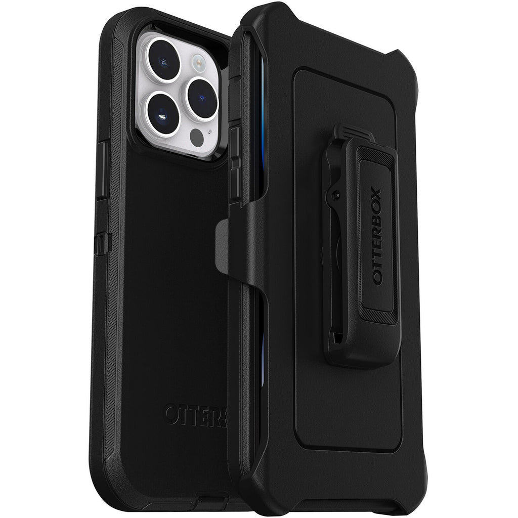 OtterBox Defender Apple iPhone 14 Pro Max Case Black - (77-88390), DROP+ 4X Military Standard, Multi-Layer, Included Holster, Raised Edges, Rugged-0