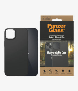 PanzerGlass Apple iPhone 14 Plus Biodegradable Case - Black (0419), Military Grade Standard, Wireless charging compatible, Scratch Resistant, 2YR-0