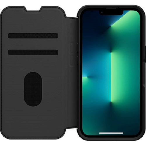 OtterBox Strada Apple iPhone 13 Pro Case Black - (77-85796), DROP+ 3X Military Standard, Leather Folio Cover, Card Holder, Raised Edges, Soft Touch-0