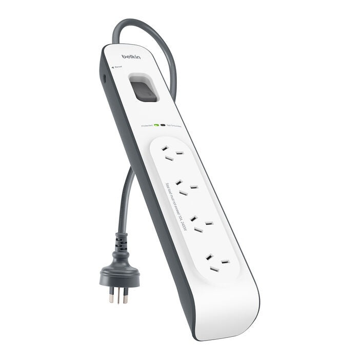 Belkin BSV400 4-Outlet 2-Meter Surge Protection Strip, Complete Three-line AC protection, Protects Against Spikes And Fluctuations, CEW $20,000,2YR-0