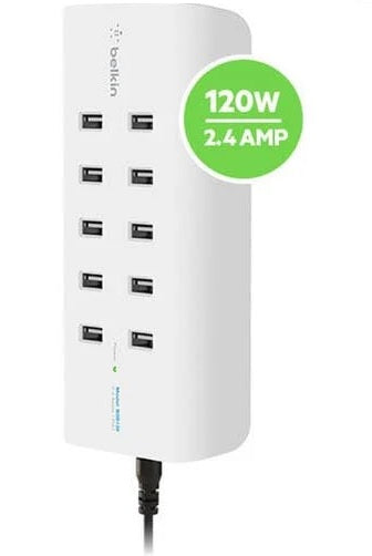 Belkin 10-Port USB Charging Station / Hub 10xUSB-A Ports(2.4Amps),Intelligent Charging,Wall / Desk mountable,Compact, Overcurrent protection-0