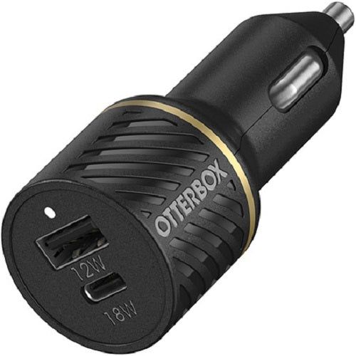 OtterBox 30W Dual Port Premium Car Charger - Black (78-52545), 1x USB-A (12W),1x USB-C PD (18W), Compact, Smart  Safe Charging,Charge Multiple Device-0