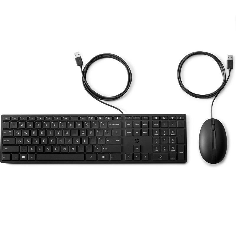 HP 320MK USB Wired Desktop Keyboard Mouse Combo Reduced-sized  Low-Profile Quiet Keys Easy Clean PlugPlay for Notebook Desktop PC-0