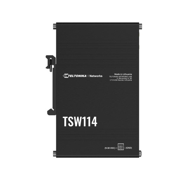 Teltonika TSW114 - DIN Rail Switch, 5x Gigabit Ethernet ports with speeds of up to 1000 Mbps, Integrated DIN rail bracket - PSU excluded (PR3PRAU6)-0
