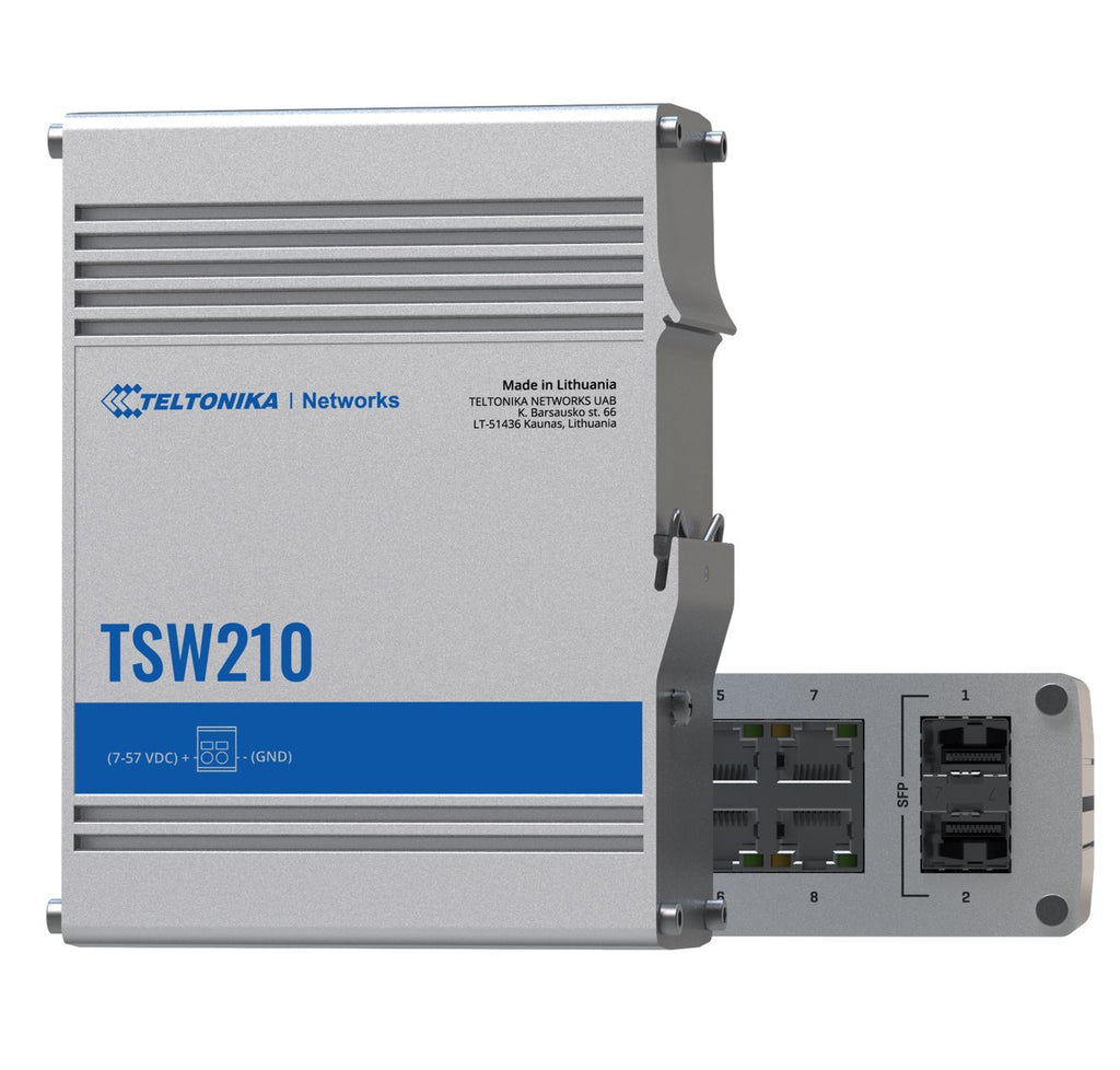 Teltonika TSW210 - Industrial Switch, 2x SFP ports, 8x Gigabit Ethernet ports with speeds of up to 1000 Mbps - PSU excluded (PR3PRAU6)-0