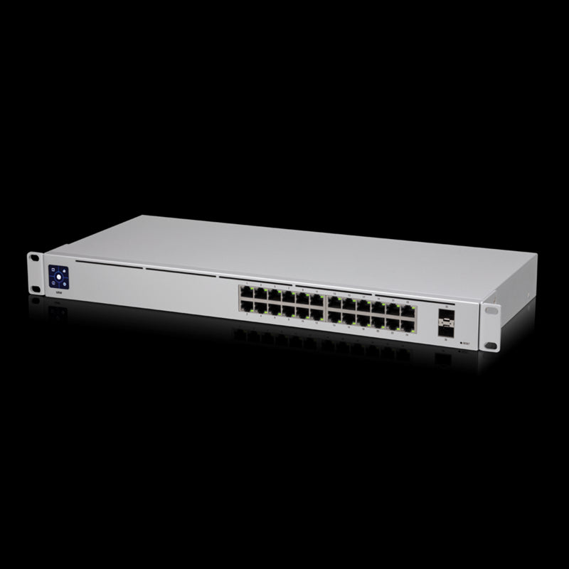 Ubiquiti UniFi 24 port Managed Gigabit Switch - 24x Gigabit Ethernet Ports, with 2xSFP - Touch Display - Fanless - GEN2-0