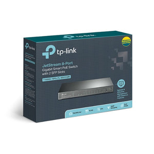 TP-Link TL-SG2210P 8-Port Gigabit Smart PoE Switch with 2 SFP Slots L2/L3/L4 QoS and IGMP Snooping WEB/CLI Managed 53W, Fanless, Omada SDN-0
