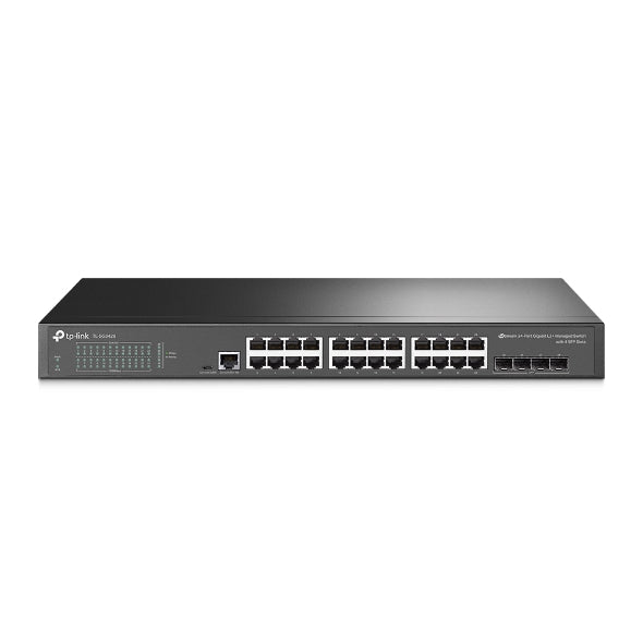 TP-Link TL-SG3428 JetStream 24-Port Gigabit L2 Managed Switch with 4 SFP Slots IGMP Snooping QoS Rack Mountable Fanless, Support Omada Controller-0