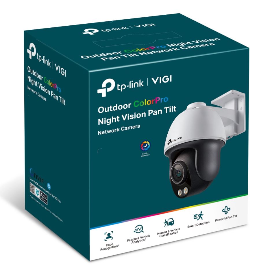 TP-Link VIGI 4MP C540S(4mm) Outdoor ColourPro Night Vision Pan Tilt Network Camera, 4mm Lens, Smart Detection,3YW(LD)-0
