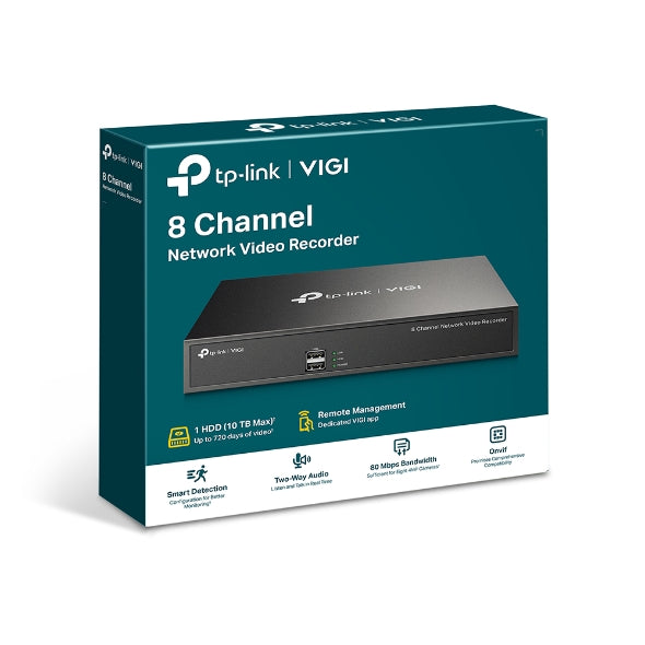 TP-Link VIGI NVR1008H 8 Channel Network Video Recorder, 24/7 Continuous Recording, Up To 10TB 4 Ch Playback, Up To 5MP (HDD Not Included)-0