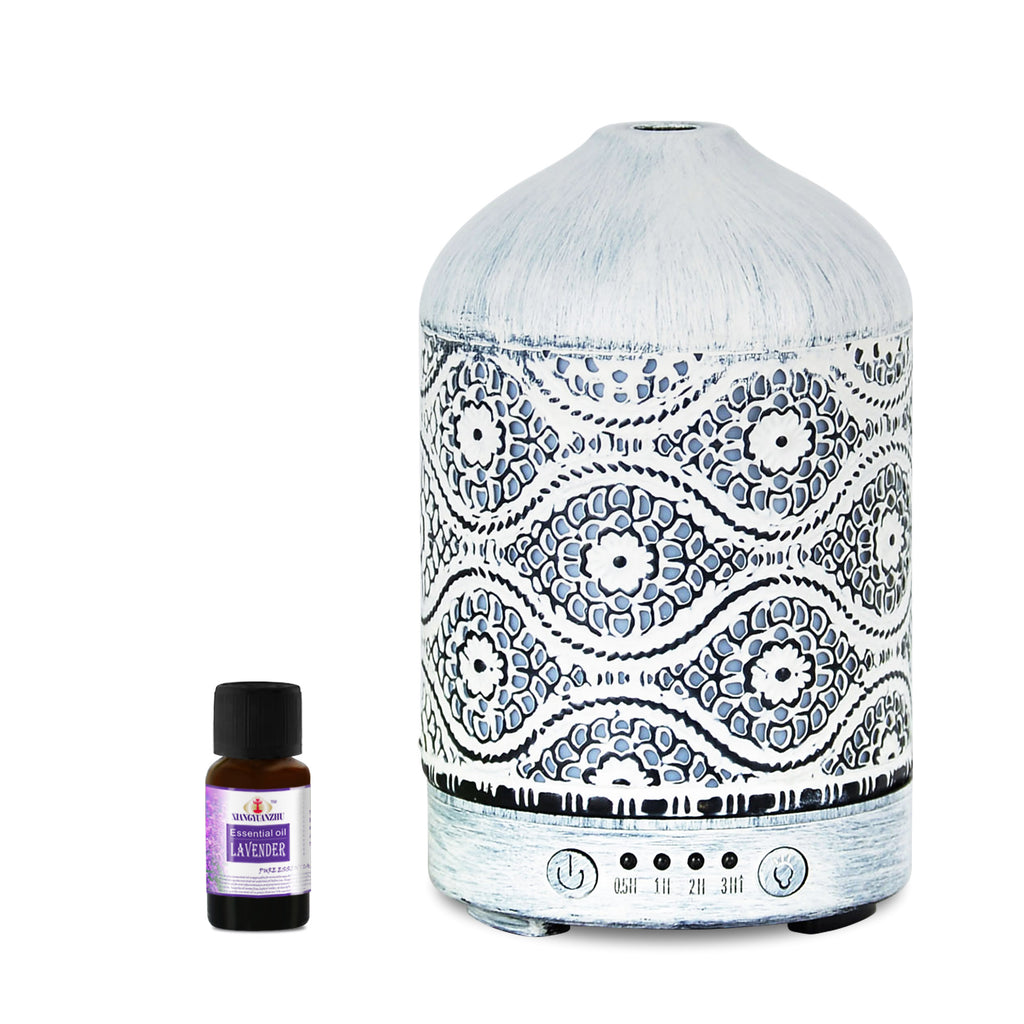 mbeat® activiva Metal Essential Oil and Aroma Diffuser-Vintage White -100ml-0
