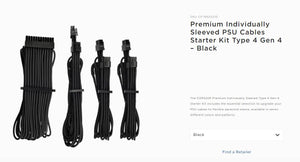 Corsair - Black Premium Individually Sleeved PSU Cables Starter Kit Type 4 Gen 4 – White-0