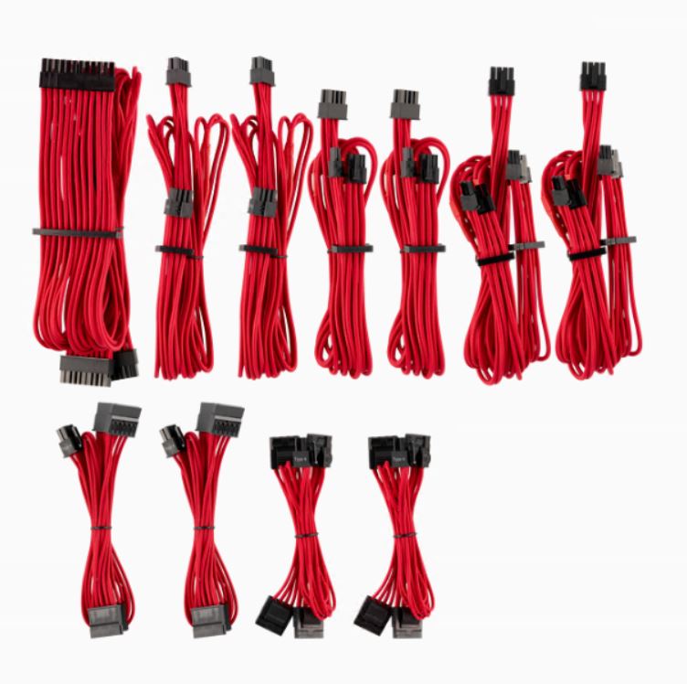 For Corsair PSU - Red Premium Individually Sleeved DC Cable Pro Kit, Type 4 (Generation 4)-0