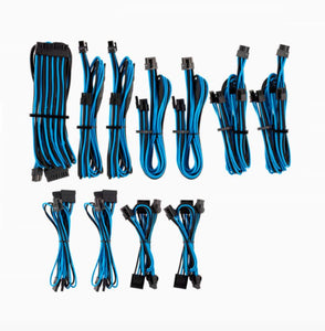 For Corsair PSU - BLUE/BLACK Premium Individually Sleeved DC Cable Pro Kit, Type 4 (Generation 4)-0