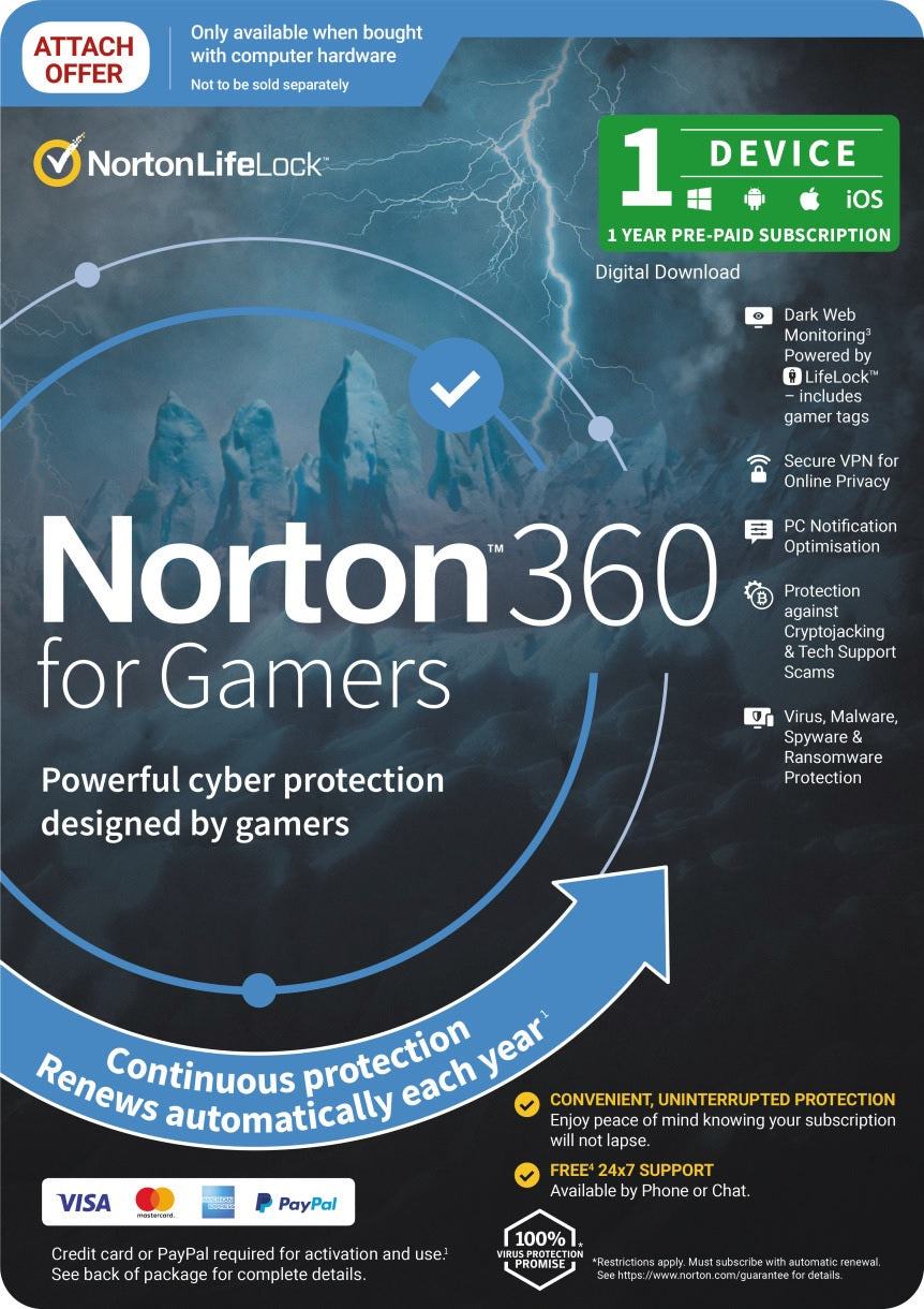 Norton 360 For Gamers 50GB AU 1 User 1 Device OEM-0