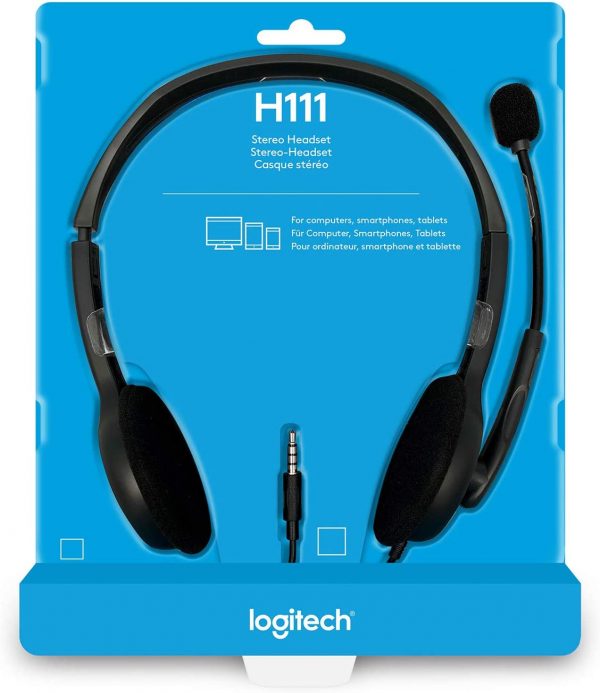 Logitech H111 Strereo Headset (Single 3.5mm Jack) Cable length_ 7.71 ft (2.35 m)  2-Year Limited Hardware Warranty-0