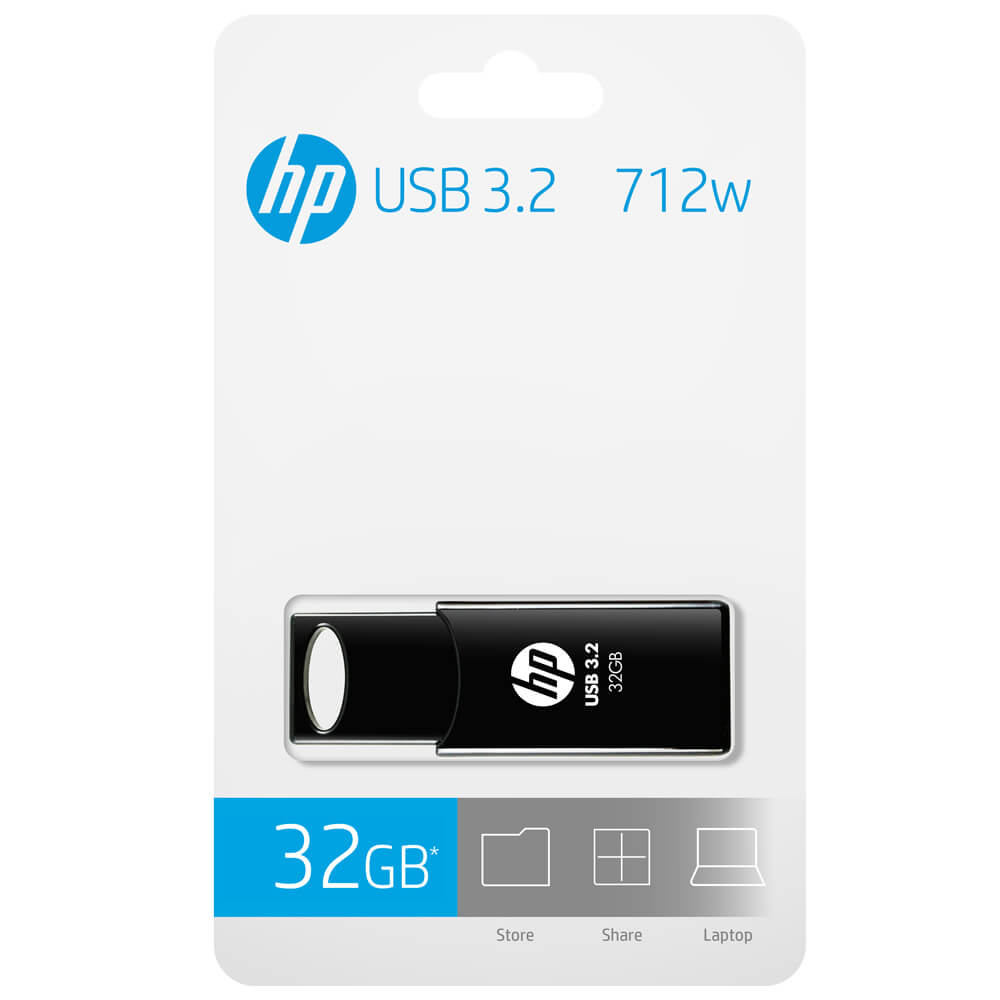 HP 712W 32GB USB3.2  70MB/s Flash Drive Memory Stick Slide 0°C to 60°C  4.5~5.5 VDC Push-Pull Design External Storage for Windows 10 11 Mac-0