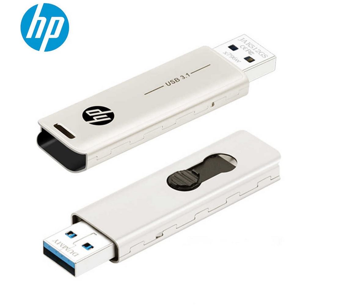HP X796W 64GB USB 3.1 Type-A 70MB/s Flash Drive Memory Stick Thump Key 0°C to 60°C 5V Capless Push-Pull Design External Storage for Windows 10 11 Mac-0