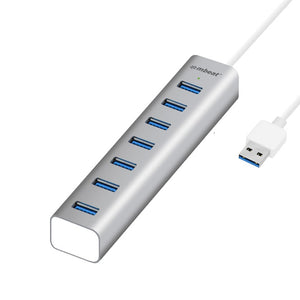 mbeat® 7-Port USB 3.0 Powered Hub - USB 2.0/1.1/Aluminium Slim Design Hub with Fast Data Speeds (5Gbps) Power Delivery for PC and MAC devices-0