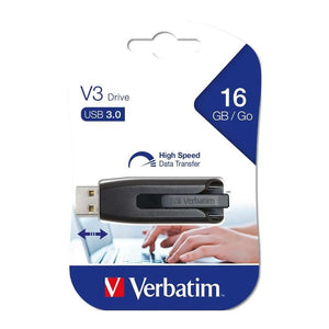 Verbatim 16GB V3 USB3.0 Grey Store'n'Go V3; Rectractable USB Storage Drive Memory Stick-0