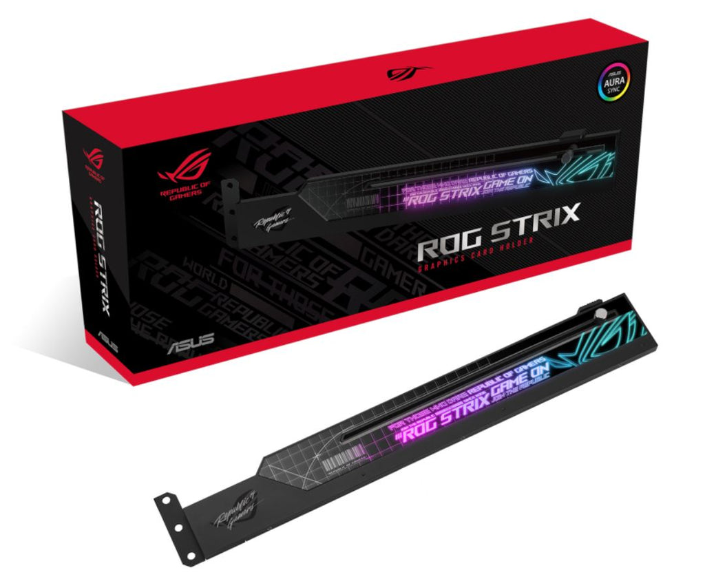 ASUS ROG Strix Graphics Card Holder, Eliminates GPU Sag, Easy Installation, Aura Sync Compatible, Laser-etched ROG Logo-0