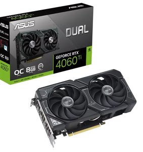 ASUS nVidia GeForce DUAL-RTX4060TI-O8G RTX4060 Ti OC Edition 8GB GDDR6, 2595 MHz Boost Clock, HDMIx1, DPx3-0