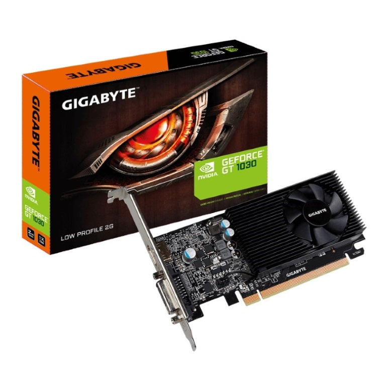 Gigabyte nVidia GeForce GT 1030 2GB DDR5 Fan PCIe Graphic Card 4K@60Hz HDMI DVI 2xDisplays Low Profile 1506/1468 MHz VCG-N1030SL-2GL GV-N1030SL-2GL-0