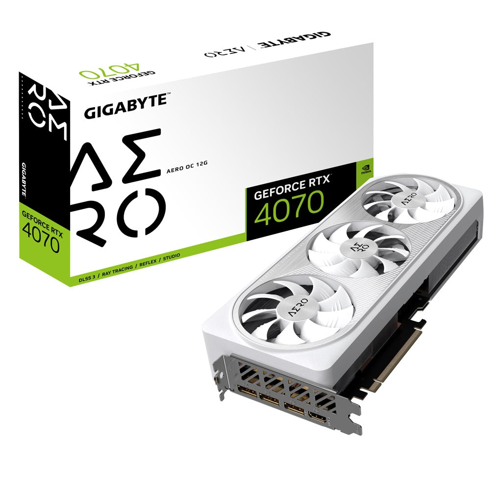 Gigabyte nVidia GeForce RTX 4070 AERO OC 12GD 1.0  GDDR6X Video Card, PCI-E 4.0, 2565 MHz Core Clock, 3x DP 1.4a, 1x HDMI 2.1-0